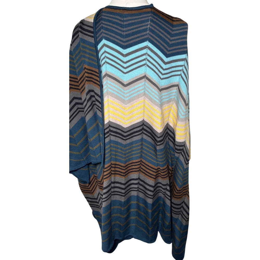 Perse Merino Wool Chevron Zigzag Knit Draped Poncho Wrap S - Picture 2 of 8